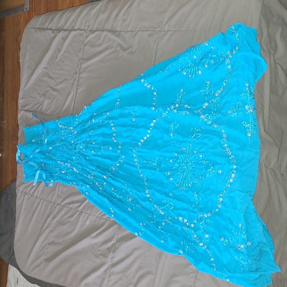 Blue sequin dress
